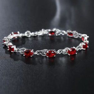 Red Zircon Sterling Silver Bracelet